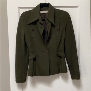 Valentino Olive Green Wool Blazer Jacket
